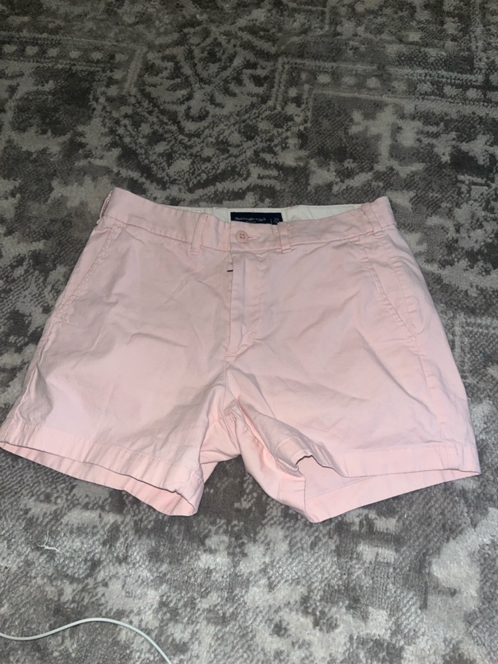 Abercrombie & Fitch Pale Pink Flat-Front Chino Shorts